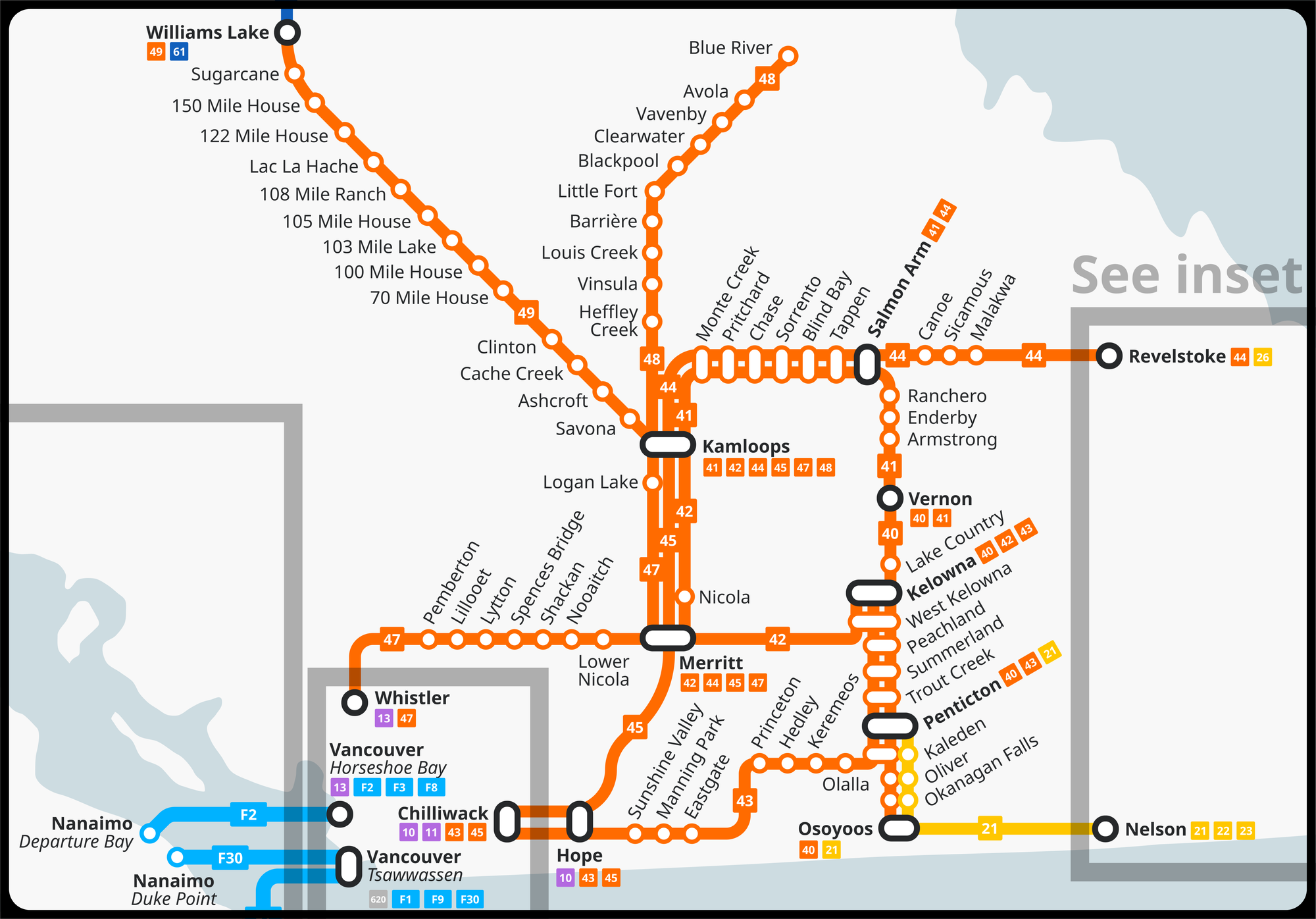 Map showing the proposed interior bus network